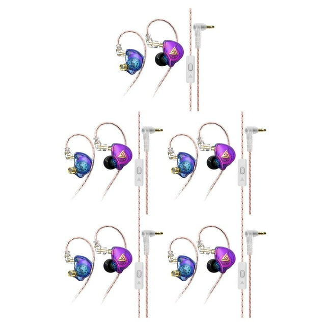 stanreset AK6 PLUS Earbuds Wired Cellphone Earphone Dynamic Detachable Cable Portable Hands-free Music Sound Headset Colorful with Mic 5Set