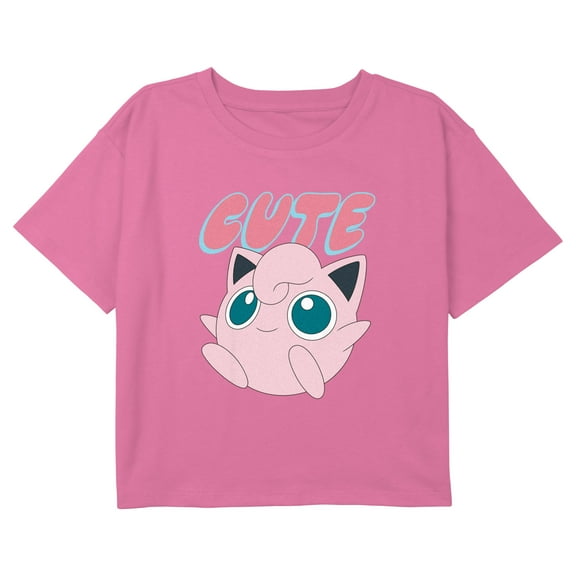 Girl's Pokemon Cute Jigglypuff Graphic Graphic Cropped T-Shirt