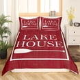thumbnail image 2 of Lake Paddle Bedding Set Lake Decor Comforter Cover for Adults Women,Farm Style Country Duvet Cover King Lake House Decor for The Home,Lake Life Decor Lake House Gifts,Red White RV Camper Decor, 2 of 6