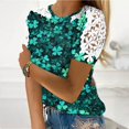 thumbnail image 1 of Puntoco Liquidación de blusas cortas para mujer, blusas con cuello redondo y manga corta con estampado para mujer, 1 of 5
