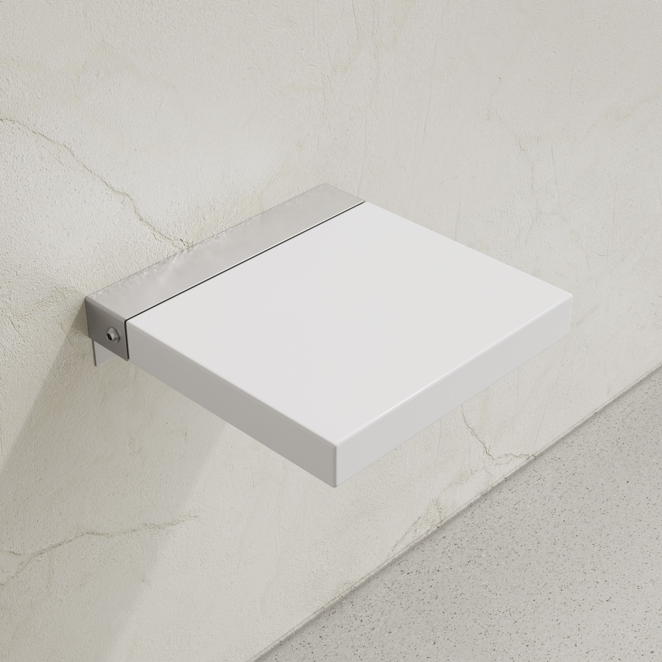 Avenir 14" x 13" Folding Wall-Mounted Shower Seat in Glossy White, PU Leather Padded