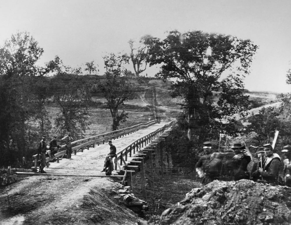 Civil War Virginia, C1863. /Na View Of The Chesterfield Bridge Over