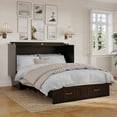 thumbnail image 3 of AFI Nantucket Queen Solid Wood Murphy Bed Chest with Mattress, Drawer & Charger in Espresso, 3 of 22