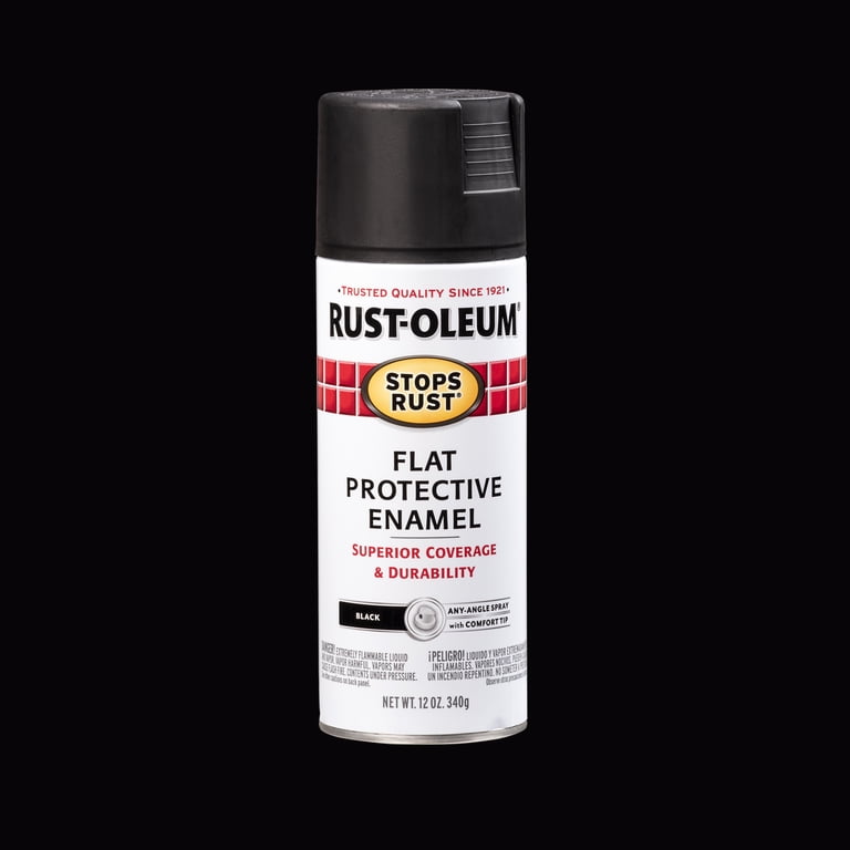 Rust-Oleum Stops Rust Protective Enamel Spray Paint, 12 oz, Black, Flat photo 1