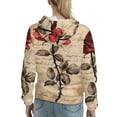 thumbnail image 7 of Lsque Vintage Rose Botanical Art Pattern Casual Women's Hoodie,Hooded Sweatshirt with Kangaroo Pocket,Pullover Hoodie with Eye-catching Drawstrings-Large, 7 of 7