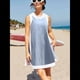 thumbnail image 4 of Conjuntos de 2 Piezas para Mujer: Jersey Informal de Cuello Redondo Sin Mangas con Bloques de Color y Pantalones Cortos A Juego con Bolsillos Azul XXXL, 4 of 10