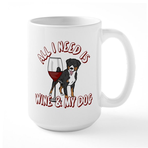 CafePress - All I Need Is Wine & My D - 15 oz Ceramic Large White Novelty Mug