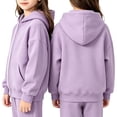 thumbnail image 5 of newwalpole Boys Girls Zipper Sweatshirt Youth Solid Classic Hoodies Soft Full Zip Hooded Sweatshirts for Teens Kids Unisex(Purple,11-12 Years), 5 of 9