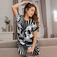 thumbnail image 3 of Naloa Psychedelic Skull Illusion Art Print Women Nightgowns,Womens Loungewear,Short Sleeve Sleepwear,Comfy Ladies Nightdress, 3 of 6