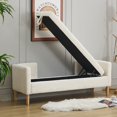 thumbnail image 4 of Tcbosik Upholstered Storage Bench, 65-Inch Soft Corduroy Bench with 2 Bolster Pillows and Solid Wood Legs - for Foot of Bed & Window Seat, 350lbs Weight Capacity, Ivory, 4 of 9