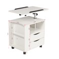 thumbnail image 3 of SYNGAR Nightstand for Bedroom, Overbed Desk Side Table with 360° Swivel Top, Wheels and Storage for Laptop Reading Eating, White, LJ1127, 3 of 9