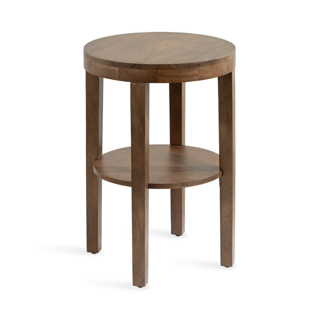Kate and Laurel Talcott Modern Round Wood Side Table, 16 x 16 x 24, Walnut Brown, Transitional Decorative Two-Tier End Table for Use as a Bedroom Nightstand or Living Room Accent