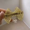 thumbnail image 4 of Miangastore 1 Set Wedding Hair Clip Headdress Golden White Rhinestones Claw Clip For Travel, 4 of 8
