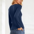 thumbnail image 4 of Adeawade Womens T Shirts Long Sleeve Blouse Solid Color Tee Chic Style Asymmetric Hem Slim Fit Top Casual Wear Navy Xl, 4 of 6