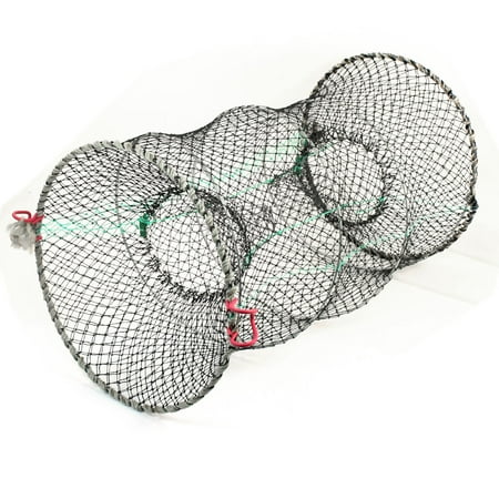 Unique Bargains 9.8 x 17.7 Foldable Fishing Landing Net Fish Keepnet Cage for Fishermen Shrimp Army Green Red