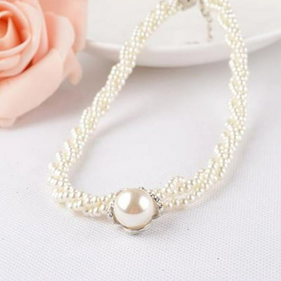 AYYUFE Womens Simulated Pearls Bib Necklace Cluster White Beads Twisted Statement Choker Necklace Fashion Jewelry Accessory