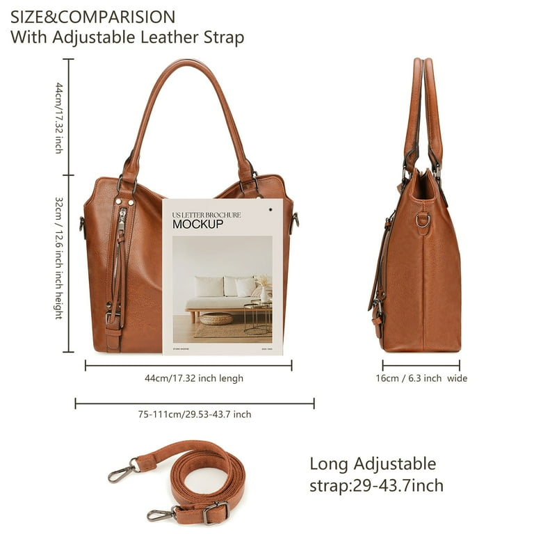 SENDEFN Women's Leather Hobo Tote with Tassel Pockets Brown photo 2