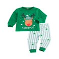 thumbnail image 2 of Ensemble de Pyjamas de Noël pour Bébés Garçons Filles Imprimé Santa Claus Hauts Pantalons Rayés 2 Pcs, 2 of 6