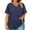 Dark Blue, variant on Plus Size Womens Summer Tops Trendy Button Down V Neck Shirts Short Sleeve Blouses Business Casual Loose Tunics