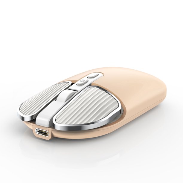 Ratón inalámbrico 2.4G+BT con revestimiento UV agradable para la piel Escritorio silencioso con un solo clic Posicionamiento preciso 500 mAh recargable para oficina y computadora portátil Mac Ipad Rat