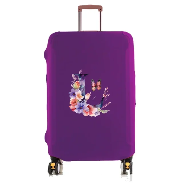 Travel Luggage Cover Baggage Suitcase Protector Washable Reusable Dustproof Scratch-proof Suitcase Cover Butterfly Print Pattern 8butterfly letter L L
