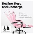 thumbnail image 4 of NEO CHAIR Video Gaming Chair with Footrest High Back Ergonomic Comfortable Office Computer Desk with Lumbar Support Height Adjustable with PU Leather Recliner for Adults Women Men (Pink), 4 of 7