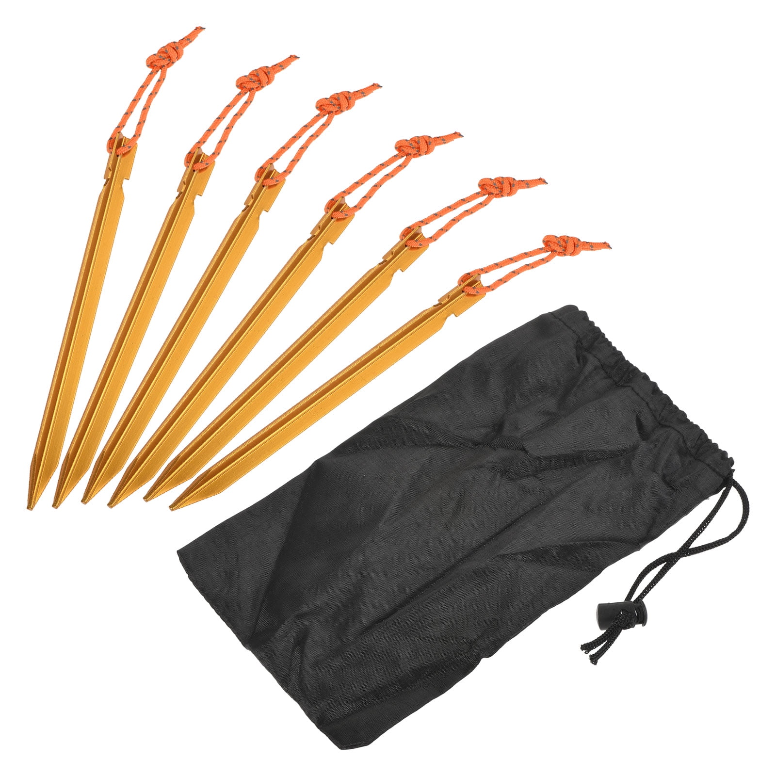 6x Ultralight Aluminum Tent Three-Sided Y-Beam Pegs with Storage Bag Hiking 
