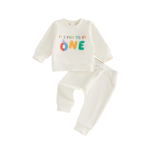 RUINIXCW Baby Boy 1st Birthday Outfits Letter Print Long Sleeve Crew Neck Sweatshirts and Joggers Pants 2 Piece Set