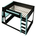 thumbnail image 6 of Euroco Wood Full over Full Size Bunk Bed with Shelves, Gaming Bed with Desk, USB Charging and LED Light, Black&Blue, 6 of 15