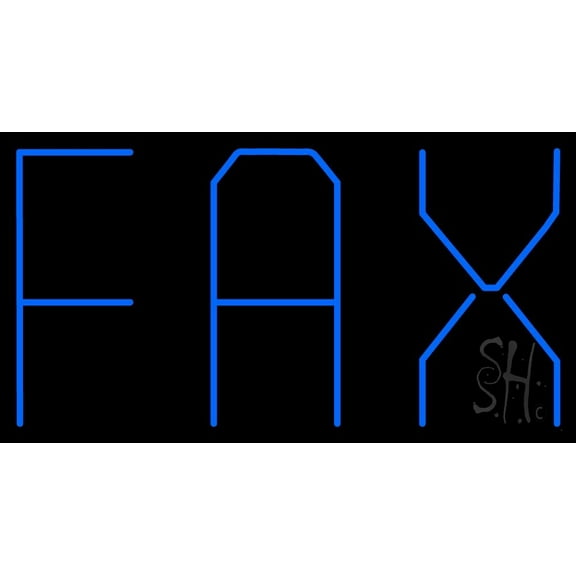 Blue Fax LED Neon Sign 13 x 24 - inches, Clear Edge Cut Acrylic Backing, with Dimmer - Bright and Premium built indoor LED Neon Sign for Computer & Electronics store decor.