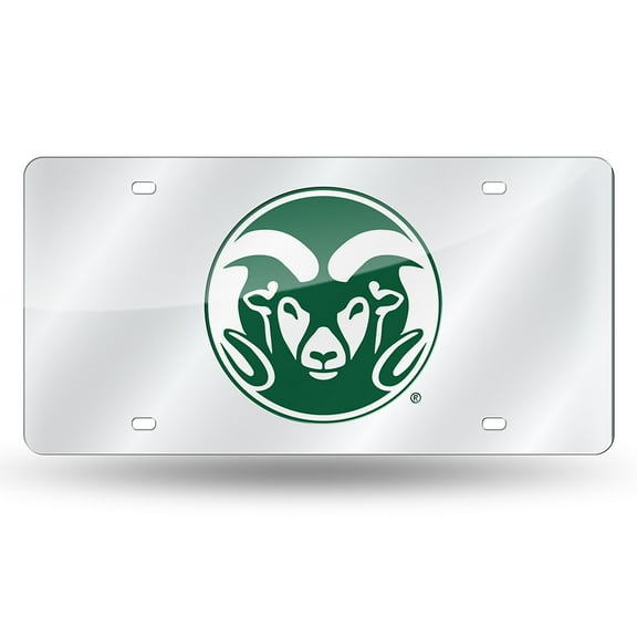 Colorado State University Rams Mirrored Laser Cut License Plate Laser Tag