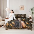 thumbnail image 4 of Castle Fairy Autumn Camo Deer Queen Bedding 7pcs,Rustic Maple Leaves Bedding Comforter Set Queen,Olive Brown,Black Reversible, 4 of 7