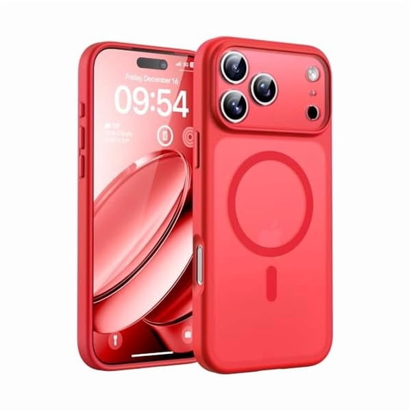 1997 for iPhone 17 Pro Max Case, Full Camera Protection, Built-in Magnetic Ring, Compatible with Magsafe Charger, Translucent Matte Phone Case for iPhone 17 ProMax 6.9 inch (Red)