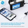thumbnail image 3 of Adaptador de cámara Lightning a USB, adaptador de cable de sincronización de datos USB 3.0 OTG compatible con iPhone/iPad, USB hembra compatible con lector de tarjetas, disco U, teclado, 3 of 8