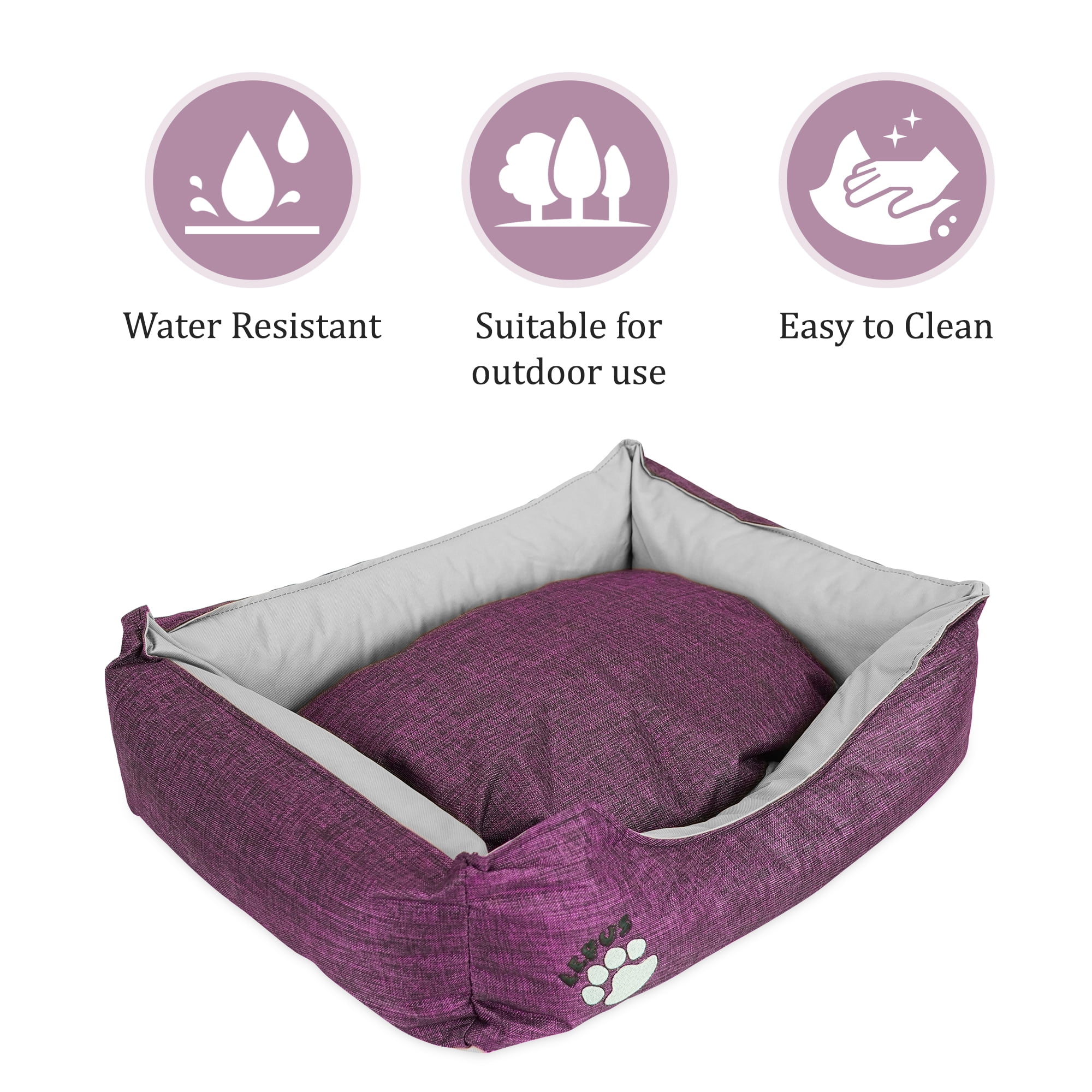 SUSSEXHOME Pets 19.3 x 14.2 x 7 Inches Outdoor Dog Bed for Small Dogs - Durable Waterproof Sofa Dog Bed with Sides - (PURPLE)