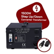 LiteFuze LT-1500 1500 Watt Voltage Converter Transformer - Step Up/Down - 110V/220V - Circuit Breaker Protection