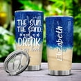 thumbnail image 3 of Beach Tumbler Personalized The San The Sun and a Drink In MY Hand Tumblers Travel Cup 20oz 30oz Stainless Steel Custom Gift For Women Girls Beach Trip Weekend Birthday Party Summer Vacation, 3 of 6