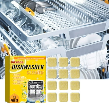 Byikun Box of Dishwasher Cleaning Tablets, Special Maintenance for All Types, Removes Limescale, Grease, and Stains, Safe and Natural, Ideal for Table, Built-in, and Drawer Dishwashers