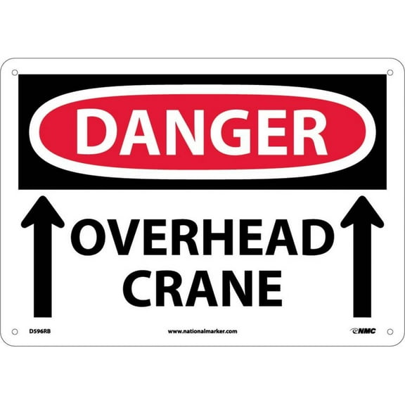NMC Signs D596Rb, Danger Overhead Crane Sign, 10 X 14, Rigid Plastic .050