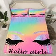 thumbnail image 2 of Castle Fairy Elegant Glitter Eyelash Twin Sheet Sets 3pcs for Teens Girls,Bling Makeup Twin Fitted Sheet Microfiber,Abstract Gradient Breathable Flat Sheet,Breathable Home Decor, 2 of 7