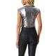 thumbnail image 3 of INSPIRAR CHIC Blusa Metálica Sin Mangas para Mujeres Fiesta Club Top Brillante XL Negro Plateado, 3 of 6