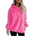 thumbnail image 2 of Women's Long Sleeve Pocket Solid Color Warm Pullover Hooded Sweatshirt Basic Winter Clothing Outfits Fall Clothes, 2 of 8