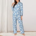 thumbnail image 2 of Fotbe Daisies Flowers Pattern Long Sleeve Pajama Set for Women,Sleepwear Set,2-piece Loungewear Set,Soft PJs Comfy Nightwear with Pockets -Medium, 2 of 7