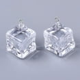thumbnail image 2 of 10pc Epoxy Resin Pendants with Platinum Plated Iron Loop Cube Clear 31x27~28mm Hole: 2mm Side Length: 17.5~18.5mm, 2 of 3