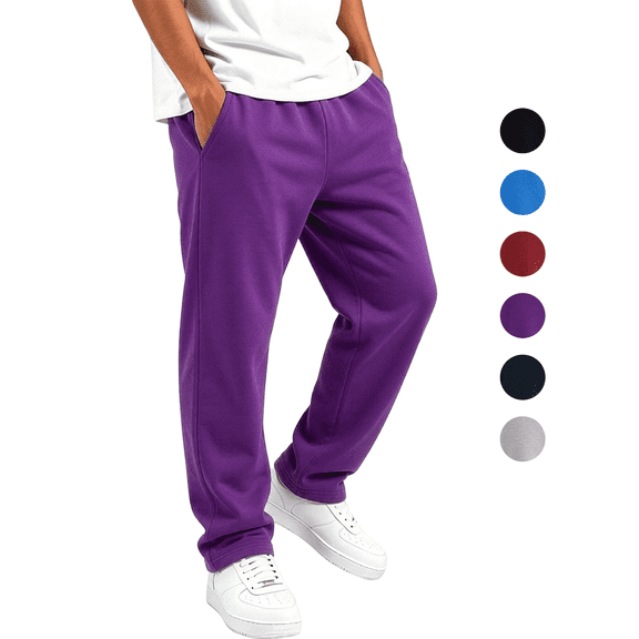 Boys Sweatpants Elastic Waist Loose Open Bottom Workout Joggers Pants Solid Color Casual Athletic Pants with Pockets 2-15 Years
