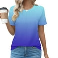 thumbnail image 3 of Scyoekwg Short Sleeve T Shirts for Women Round Neck Basic Tops Loose Trendy Comfy Gradient Color Lightweight Blouses (Blue,XXXL), 3 of 5