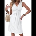 thumbnail image 1 of Vestido para Mujer con Escote en V, Sin Mangas, Diseño Torcido y Cintura Plisada en el Pecho S, 1 of 9