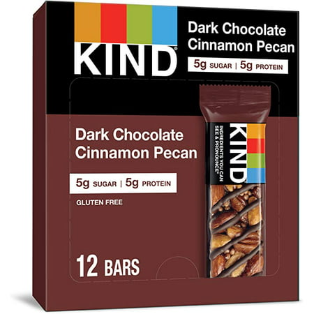KIND Bars Dark Chocolate Cinnamon Pecan Gluten Free Low Glycemic Index 1.4oz 12 Count
