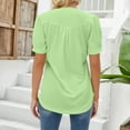thumbnail image 4 of T Shirts For Women Womens Tops V Neck Tops Puff Short Sleeve T Shirt Pleated Floral Printed Tunic Blouse Shirts, 4 of 7