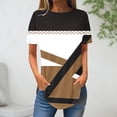 thumbnail image 1 of Blouses pour Femmes, T-Shirt à Col Rond Imprimé Patchwork Mode pour Femmes, Manches Courtes Amples, 1 of 3